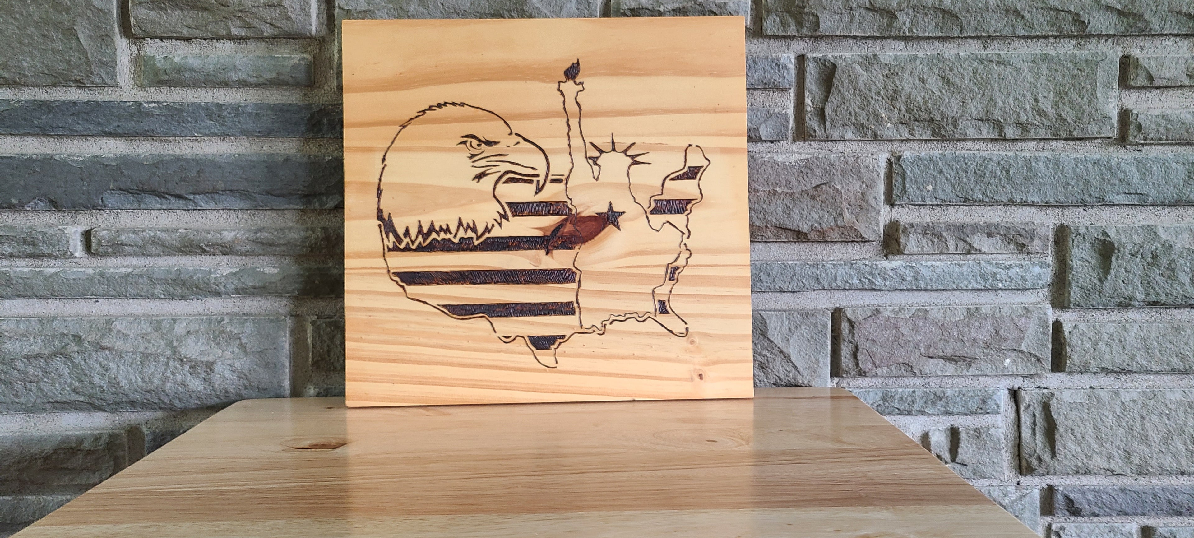 Wood-Burned American Freedom Plaque