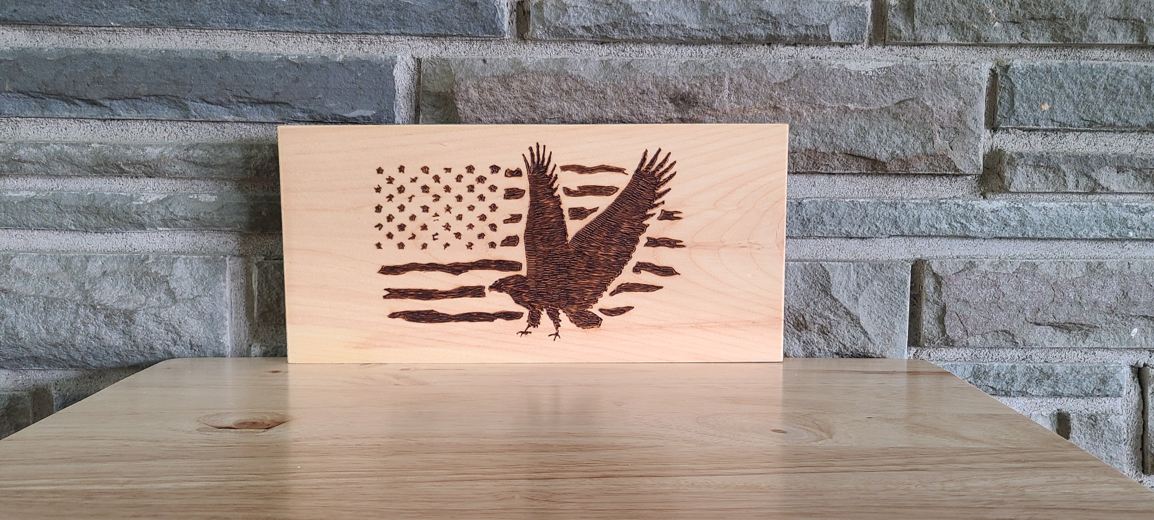 Wood-Burned American Eagle Plaque